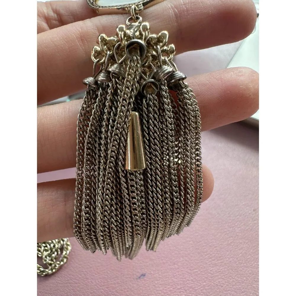 NWOT Kendra Scott Rayne Mother of Pearl Gold Tassel Pendant Necklace